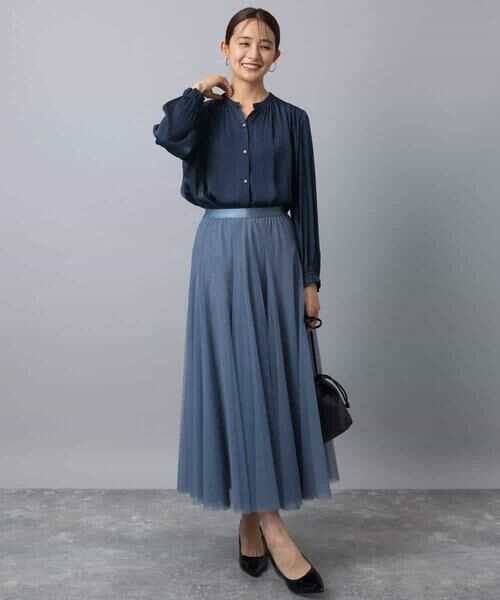 MK MICHEL KLEIN / エムケーミッシェルクラン シャツ・ブラウス | 起毛サテン スキッパーデザインブラウス/洗える | 詳細8