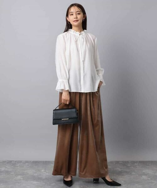 MK MICHEL KLEIN / エムケーミッシェルクラン シャツ・ブラウス | フリルネックディティールブラウス/洗える | 詳細3