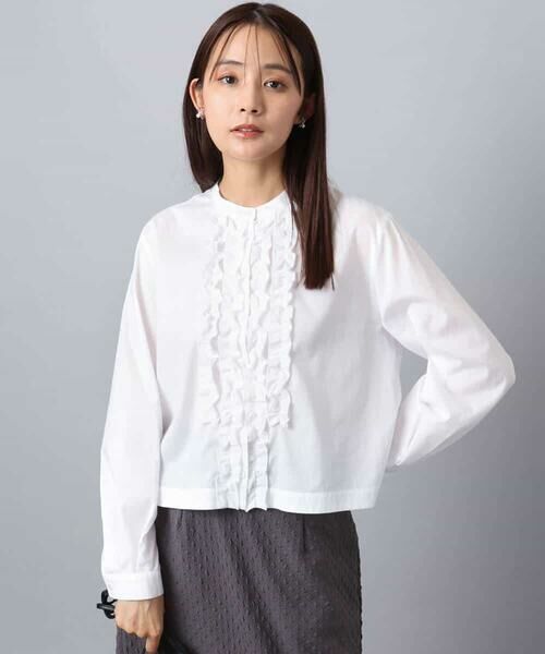 MK MICHEL KLEIN / エムケーミッシェルクラン シャツ・ブラウス | フロントフリルデザインブラウス/洗える | 詳細1