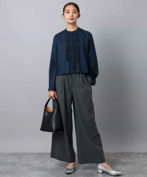 MK MICHEL KLEIN / エムケーミッシェルクラン シャツ・ブラウス | フロントフリルデザインブラウス/洗える | 詳細5