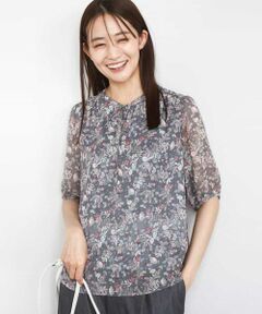 MK MICHEL KLEIN / エムケーミッシェルクラン シャツ・ブラウス | フラワードットプリントシフォンブラウス/洗える