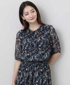 MK MICHEL KLEIN / エムケーミッシェルクラン シャツ・ブラウス | フラワードットプリントシフォンブラウス/洗える