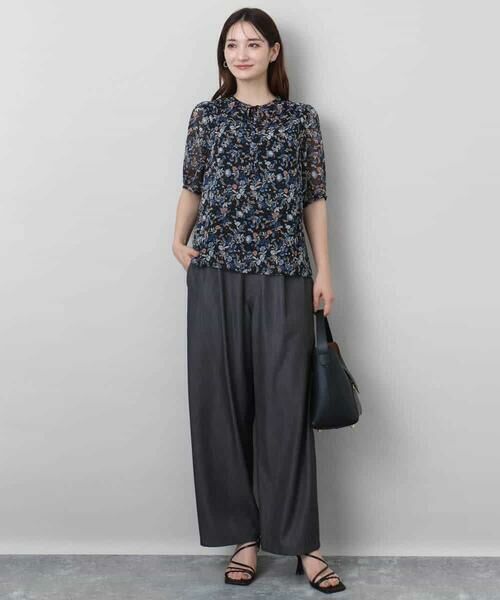 MK MICHEL KLEIN / エムケーミッシェルクラン シャツ・ブラウス | フラワードットプリントシフォンブラウス/洗える | 詳細13