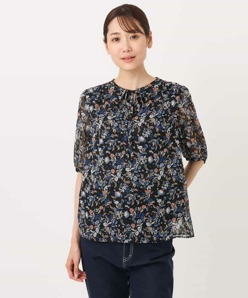 MK MICHEL KLEIN / エムケーミッシェルクラン シャツ・ブラウス | フラワードットプリントシフォンブラウス/洗える | 詳細15