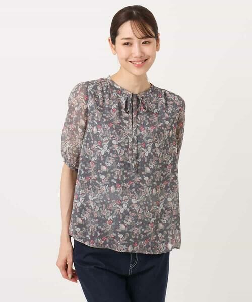 MK MICHEL KLEIN / エムケーミッシェルクラン シャツ・ブラウス | フラワードットプリントシフォンブラウス/洗える | 詳細23