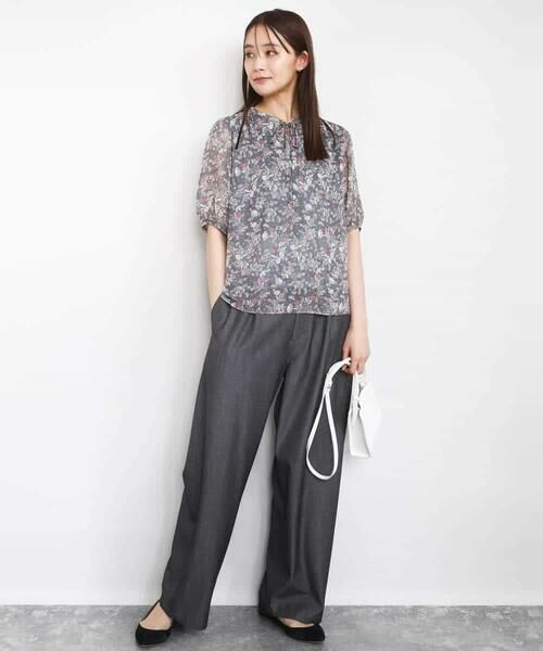 MK MICHEL KLEIN / エムケーミッシェルクラン シャツ・ブラウス | フラワードットプリントシフォンブラウス/洗える | 詳細5