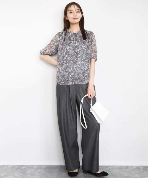 MK MICHEL KLEIN / エムケーミッシェルクラン シャツ・ブラウス | フラワードットプリントシフォンブラウス/洗える | 詳細6