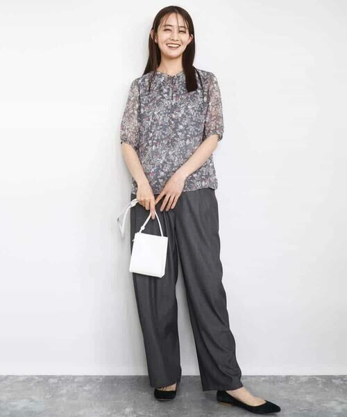 MK MICHEL KLEIN / エムケーミッシェルクラン シャツ・ブラウス | フラワードットプリントシフォンブラウス/洗える | 詳細7