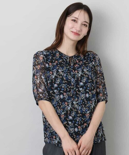 MK MICHEL KLEIN / エムケーミッシェルクラン シャツ・ブラウス | フラワードットプリントシフォンブラウス/洗える | 詳細8