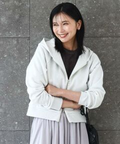 ラメ裏毛スウェットダブルジップパーカー/洗える