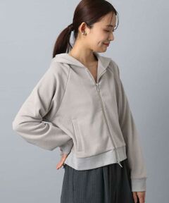 MK MICHEL KLEIN / エムケーミッシェルクラン パーカー | ラメ裏毛スウェットダブルジップパーカー/洗える