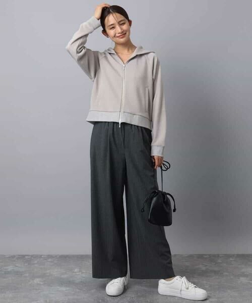 MK MICHEL KLEIN / エムケーミッシェルクラン パーカー | ラメ裏毛スウェットダブルジップパーカー/洗える | 詳細1