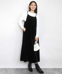 MK MICHEL KLEIN / エムケーミッシェルクラン ロング・マキシ丈ワンピース | スノーベロア ショルダーストラップワンピース/洗える