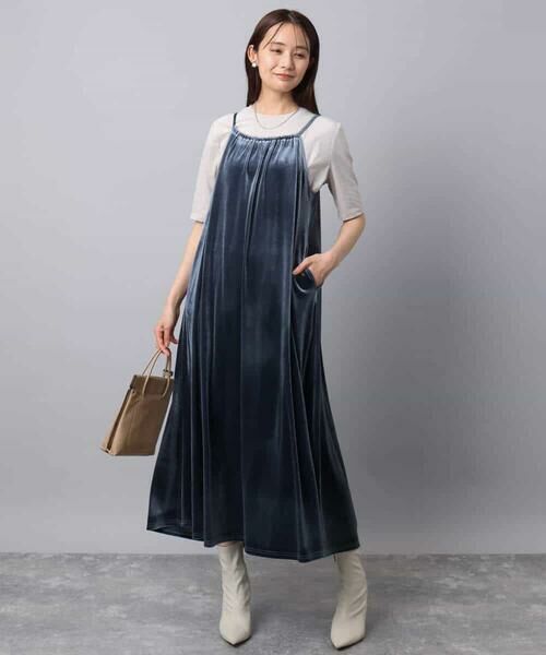 MK MICHEL KLEIN / エムケーミッシェルクラン ロング・マキシ丈ワンピース | スノーベロア ショルダーストラップワンピース/洗える | 詳細17