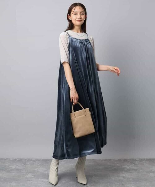 MK MICHEL KLEIN / エムケーミッシェルクラン ロング・マキシ丈ワンピース | スノーベロア ショルダーストラップワンピース/洗える | 詳細20