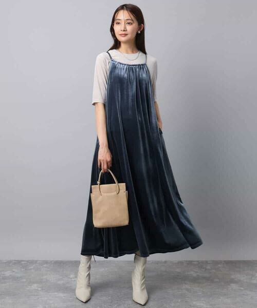 MK MICHEL KLEIN / エムケーミッシェルクラン ロング・マキシ丈ワンピース | スノーベロア ショルダーストラップワンピース/洗える | 詳細21