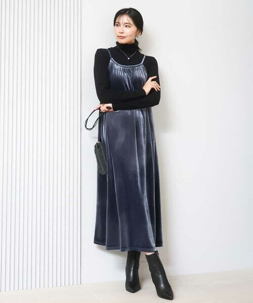 MK MICHEL KLEIN / エムケーミッシェルクラン ロング・マキシ丈ワンピース | スノーベロア ショルダーストラップワンピース/洗える | 詳細27