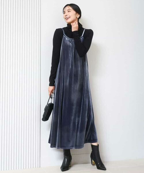 MK MICHEL KLEIN / エムケーミッシェルクラン ロング・マキシ丈ワンピース | スノーベロア ショルダーストラップワンピース/洗える | 詳細28