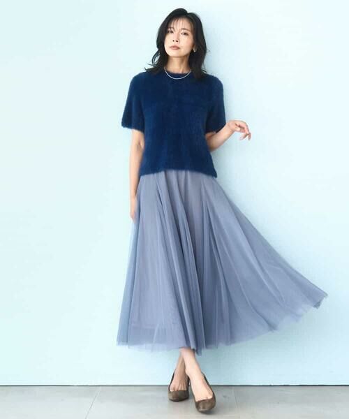 MK MICHEL KLEIN / エムケーミッシェルクラン ニット・セーター | 半袖シャギーニット/洗える | 詳細1