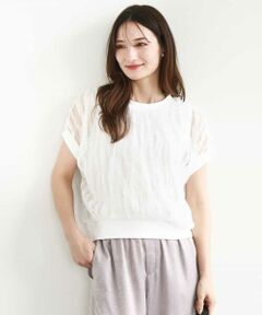 MK MICHEL KLEIN / エムケーミッシェルクラン ニット・セーター | チュールテープデザインフレンチスリーブニット/洗える