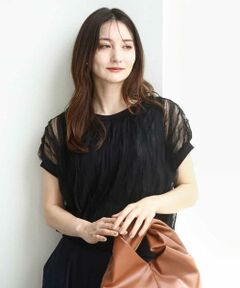 MK MICHEL KLEIN / エムケーミッシェルクラン ニット・セーター | チュールテープデザインフレンチスリーブニット/洗える