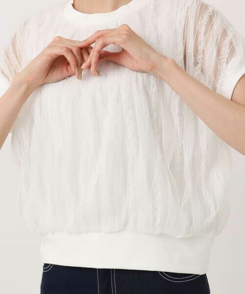 MK MICHEL KLEIN / エムケーミッシェルクラン ニット・セーター | チュールテープデザインフレンチスリーブニット/洗える | 詳細17