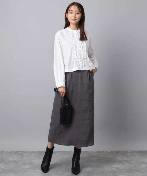 MK MICHEL KLEIN / エムケーミッシェルクラン ロング・マキシ丈スカート | エンボス加工ナロースカート/洗える | 詳細12