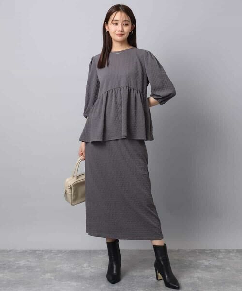 MK MICHEL KLEIN / エムケーミッシェルクラン ロング・マキシ丈スカート | エンボス加工ナロースカート/洗える | 詳細15