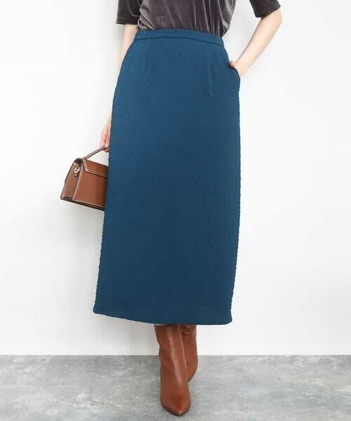 MK MICHEL KLEIN / エムケーミッシェルクラン ロング・マキシ丈スカート | エンボス加工ナロースカート/洗える | 詳細5