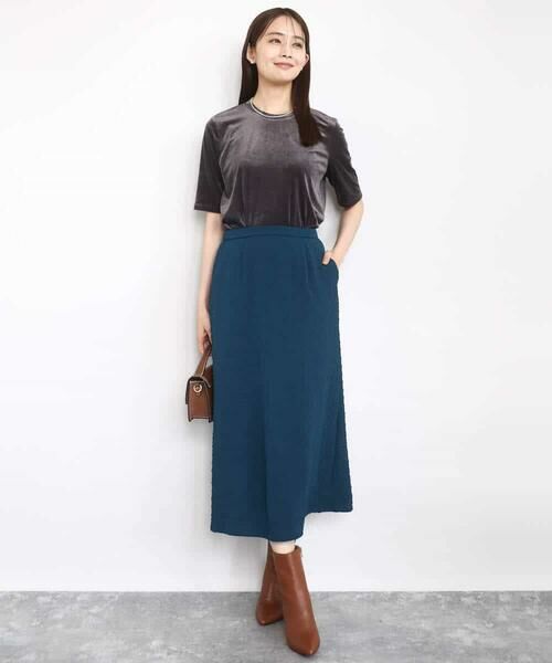 MK MICHEL KLEIN / エムケーミッシェルクラン ロング・マキシ丈スカート | エンボス加工ナロースカート/洗える | 詳細7