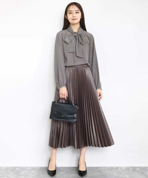 MK MICHEL KLEIN / エムケーミッシェルクラン ロング・マキシ丈スカート | レザー調ランダムプリーツスカート/洗える | 詳細10