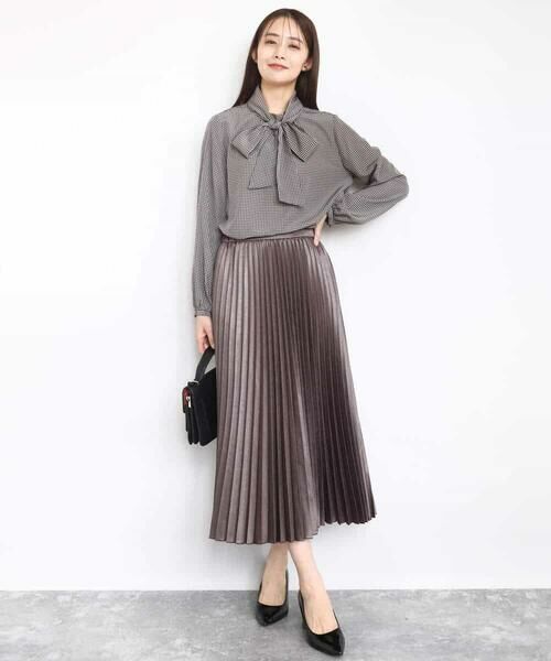 MK MICHEL KLEIN / エムケーミッシェルクラン ロング・マキシ丈スカート | レザー調ランダムプリーツスカート/洗える | 詳細11