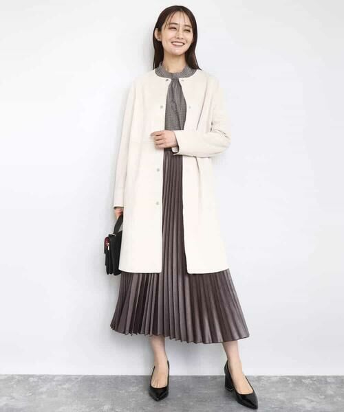 MK MICHEL KLEIN / エムケーミッシェルクラン ロング・マキシ丈スカート | レザー調ランダムプリーツスカート/洗える | 詳細15