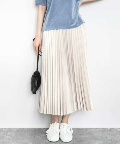 MK MICHEL KLEIN / エムケーミッシェルクラン ロング・マキシ丈スカート | レザー調ランダムプリーツスカート/洗える | 詳細16