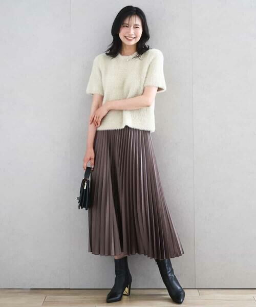 MK MICHEL KLEIN / エムケーミッシェルクラン ロング・マキシ丈スカート | レザー調ランダムプリーツスカート/洗える | 詳細24