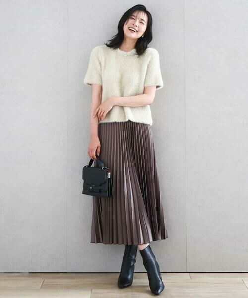 MK MICHEL KLEIN / エムケーミッシェルクラン ロング・マキシ丈スカート | レザー調ランダムプリーツスカート/洗える | 詳細25