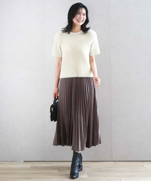 MK MICHEL KLEIN / エムケーミッシェルクラン ロング・マキシ丈スカート | レザー調ランダムプリーツスカート/洗える | 詳細26