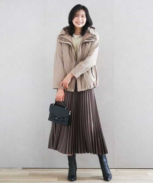 MK MICHEL KLEIN / エムケーミッシェルクラン ロング・マキシ丈スカート | レザー調ランダムプリーツスカート/洗える | 詳細27