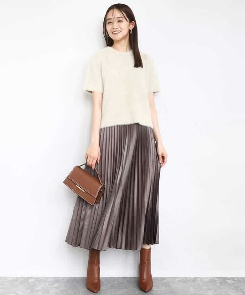 MK MICHEL KLEIN / エムケーミッシェルクラン ロング・マキシ丈スカート | レザー調ランダムプリーツスカート/洗える | 詳細3