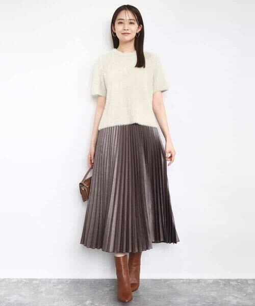 MK MICHEL KLEIN / エムケーミッシェルクラン ロング・マキシ丈スカート | レザー調ランダムプリーツスカート/洗える | 詳細4