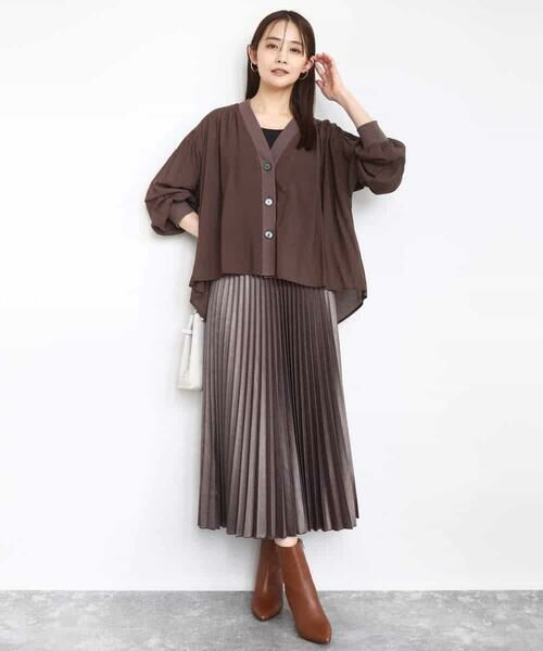 MK MICHEL KLEIN / エムケーミッシェルクラン ロング・マキシ丈スカート | レザー調ランダムプリーツスカート/洗える | 詳細6