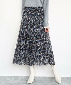 MK MICHEL KLEIN / エムケーミッシェルクラン ロング・マキシ丈スカート | フラワードットプリントシフォンスカート/洗える