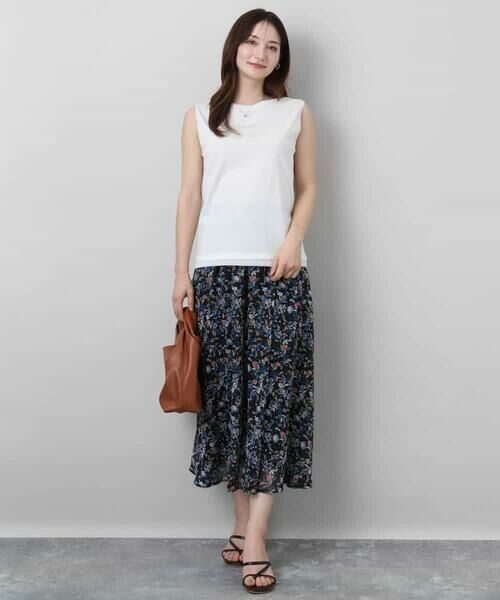 MK MICHEL KLEIN / エムケーミッシェルクラン ロング・マキシ丈スカート | フラワードットプリントシフォンスカート/洗える | 詳細10