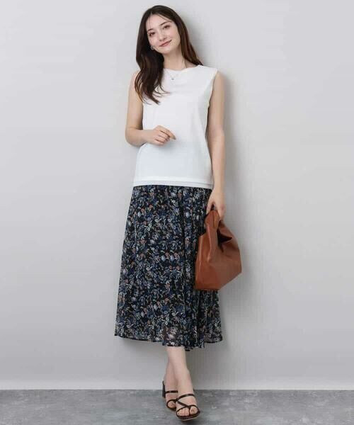 MK MICHEL KLEIN / エムケーミッシェルクラン ロング・マキシ丈スカート | フラワードットプリントシフォンスカート/洗える | 詳細12