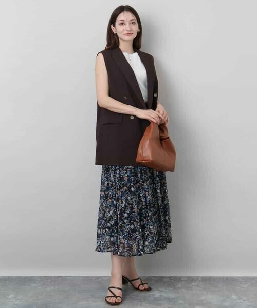 MK MICHEL KLEIN / エムケーミッシェルクラン ロング・マキシ丈スカート | フラワードットプリントシフォンスカート/洗える | 詳細15