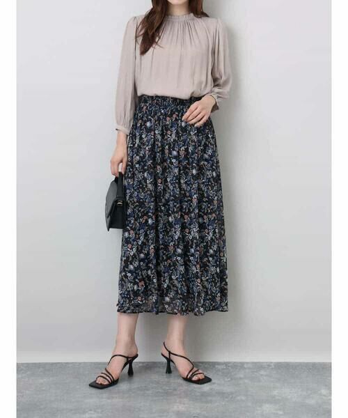 MK MICHEL KLEIN / エムケーミッシェルクラン ロング・マキシ丈スカート | フラワードットプリントシフォンスカート/洗える | 詳細19