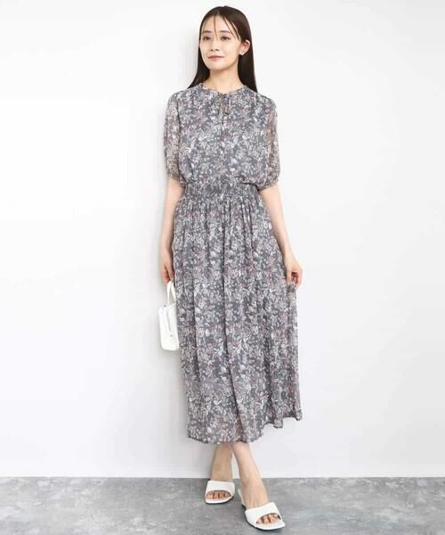 MK MICHEL KLEIN / エムケーミッシェルクラン ロング・マキシ丈スカート | フラワードットプリントシフォンスカート/洗える | 詳細2