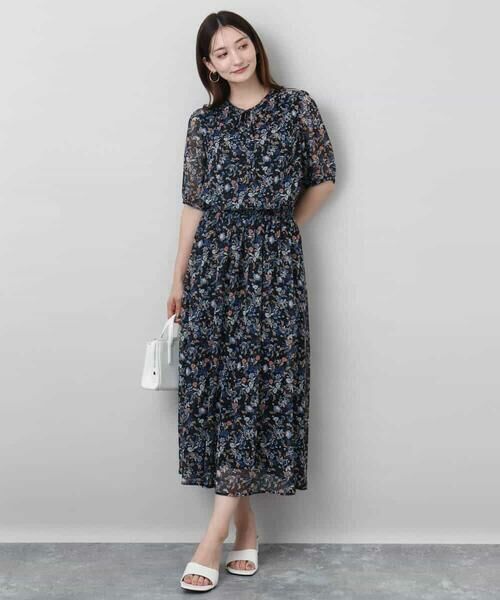 MK MICHEL KLEIN / エムケーミッシェルクラン ロング・マキシ丈スカート | フラワードットプリントシフォンスカート/洗える | 詳細20