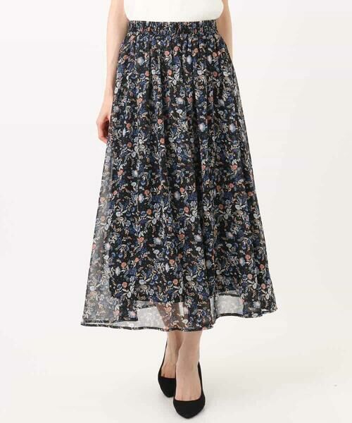 MK MICHEL KLEIN / エムケーミッシェルクラン ロング・マキシ丈スカート | フラワードットプリントシフォンスカート/洗える | 詳細29