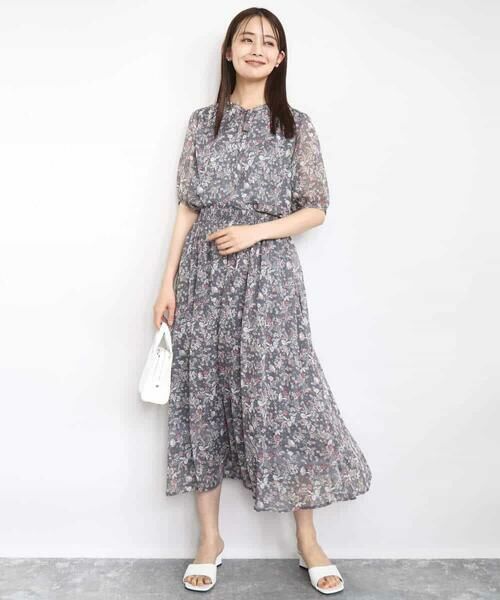 MK MICHEL KLEIN / エムケーミッシェルクラン ロング・マキシ丈スカート | フラワードットプリントシフォンスカート/洗える | 詳細4